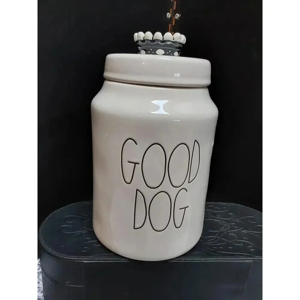Rae Dunn crown top Dog Canister 